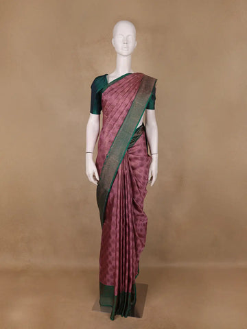 Onion Pink Paisley Woven Kanchipuram Silk Saree - Diadem