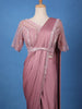 Onion Pink Sequins Embellished Satin Ready To Wear Saree - Diadem