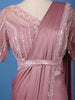Onion Pink Sequins Embellished Satin Ready To Wear Saree - Diadem