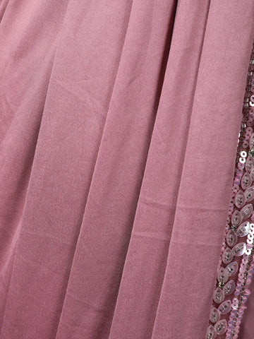 Onion Pink Sequins Embellished Satin Ready To Wear Saree - Diadem