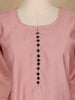 Onion Pink Solid Cotton Kurti With Button Detailing - Diadem