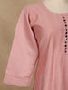 Onion Pink Solid Cotton Kurti With Button Detailing - Diadem