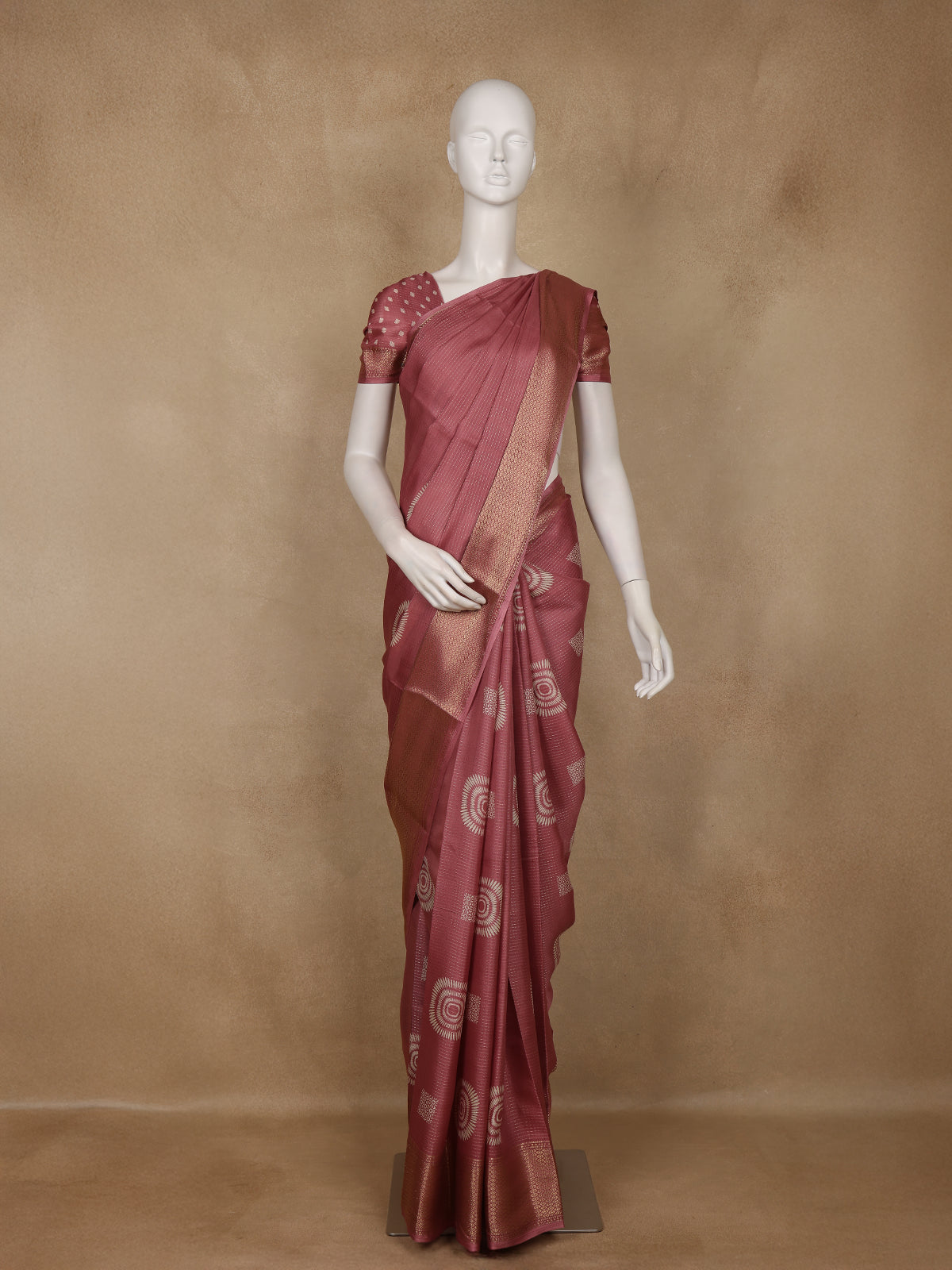 Onion Pink Stripes Design Cotton Saree