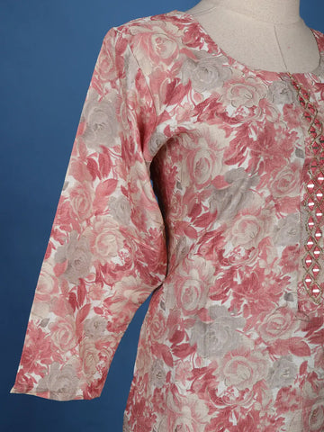 Onion Pink Floral Printed Cotton Salwar Suit - Diadem