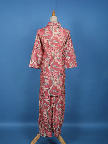 Onion Pink Floral Printed Cotton Salwar Suit - Diadem