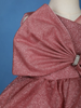 Onion Pink Glitter One-Shoulder Big Bow Net Frock - Diadem