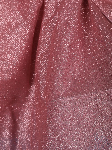 Onion Pink Glitter One-Shoulder Big Bow Net Frock - Diadem