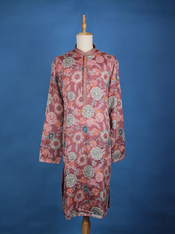 Onion Pink Kurta Set Sequin Embroidery, With Pant - Diadem