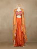 Orange Floral Design Satin Lehenga Suit - Diadem