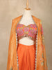 Orange Floral Design Satin Lehenga Suit - Diadem