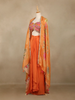 Orange Floral Design Satin Lehenga Suit - Diadem