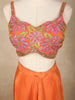 Orange Floral Design Satin Lehenga Suit - Diadem