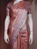 Orange Floral Design Semi Silk Saree