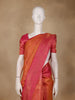 Orange Floral Woven Pure Kanchipuram Silk Saree - Diadem
