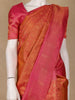 Orange Floral Woven Pure Kanchipuram Silk Saree - Diadem