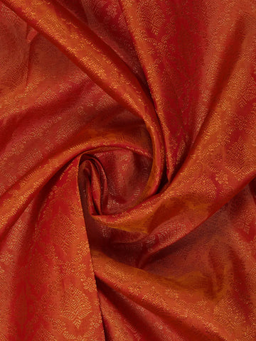 Orange Floral Woven Pure Kanchipuram Silk Saree - Diadem