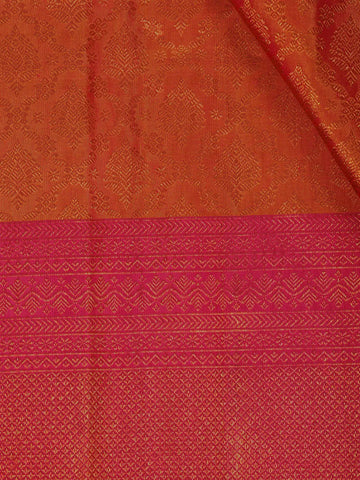 Orange Floral Woven Pure Kanchipuram Silk Saree - Diadem