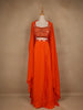 Orange Mirror Embroidered Satin Skirt Top With Jacket - Diadem