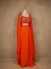 Orange Mirror Embroidered Satin Skirt Top With Jacket - Diadem
