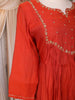 Orange Sequin Embroidered Design Cotton Anarkali Salwar Suit