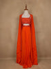 Orange Sequins And Beads Embellished Satin Skirt Top - Diadem