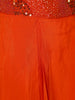 Orange Sequins And Beads Embellished Satin Skirt Top - Diadem