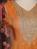Orange Zari And Sequins Embroidered Silk Salwar Suit
