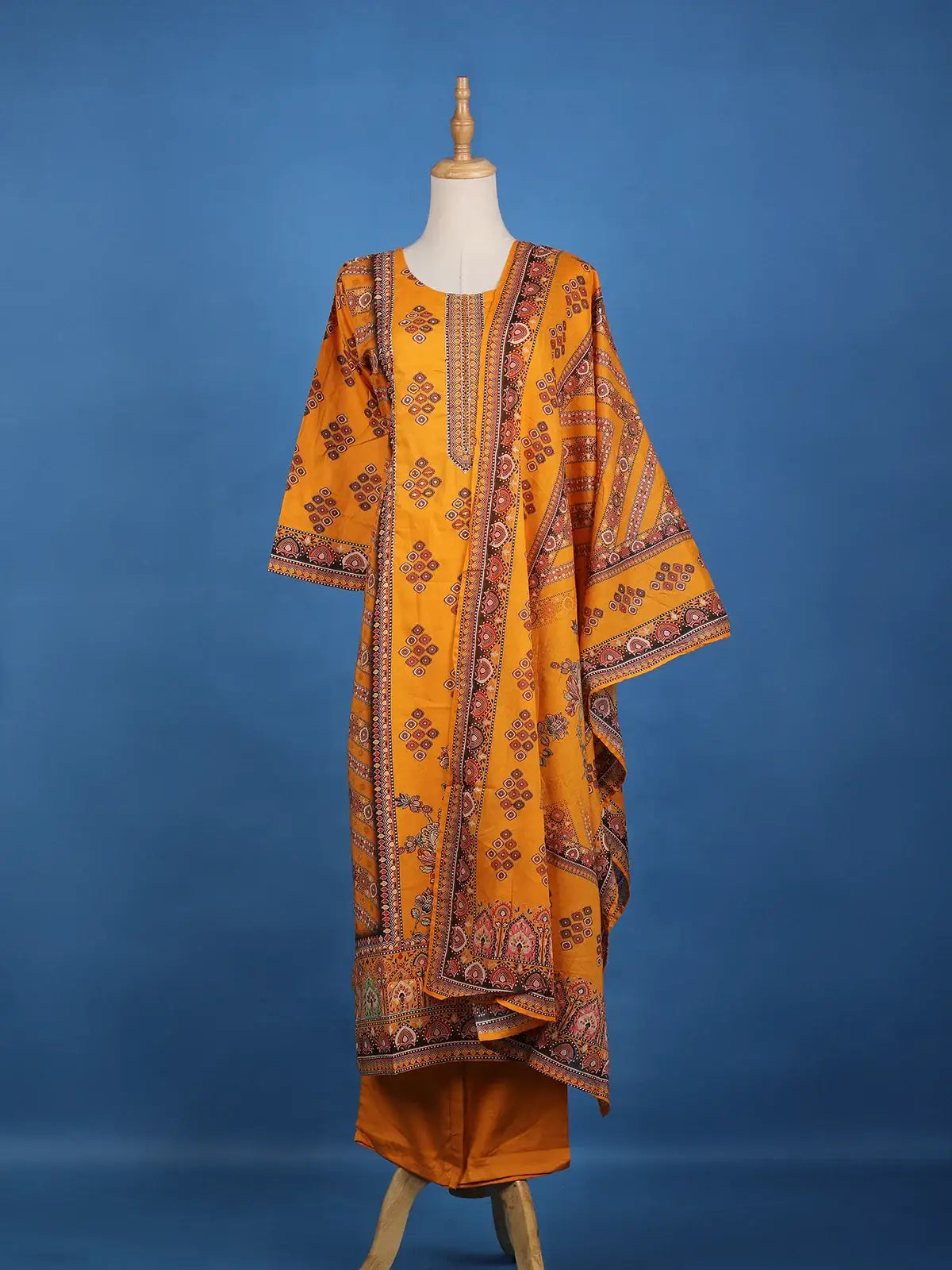 Orange Diamond Designed Cotton Salwar Suit - Diadem