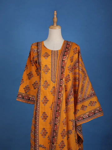 Orange Diamond Designed Cotton Salwar Suit - Diadem