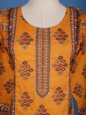 Orange Diamond Designed Cotton Salwar Suit - Diadem