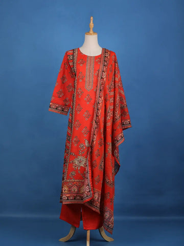 Orange Diamond Designed Cotton Salwar Suit - Diadem