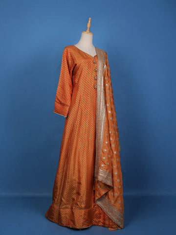 Orange Dot Designed Tissue Silk Gown - Diadem