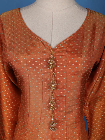 Orange Dot Designed Tissue Silk Gown - Diadem