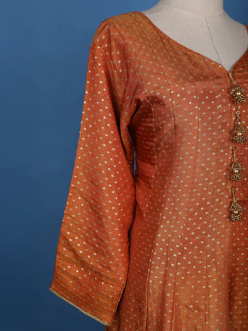 Orange Dot Designed Tissue Silk Gown - Diadem