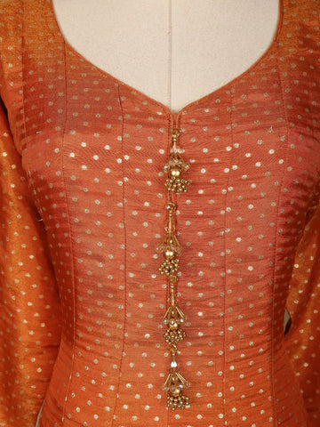 Orange Dot Designed Tissue Silk Gown - Diadem