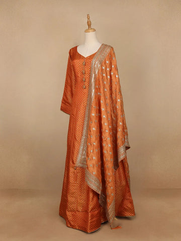 Orange Dot Designed Tissue Silk Gown - Diadem