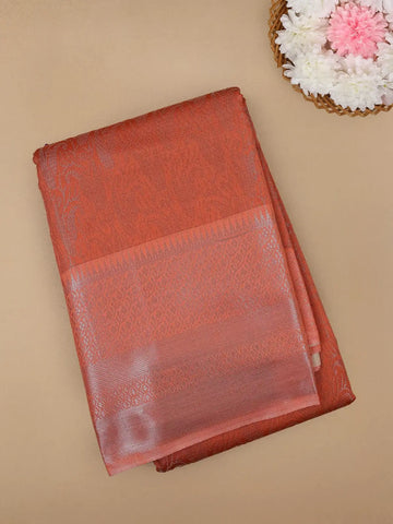 Orange Floral Designed Fancy Art Silk Saree - Diadem