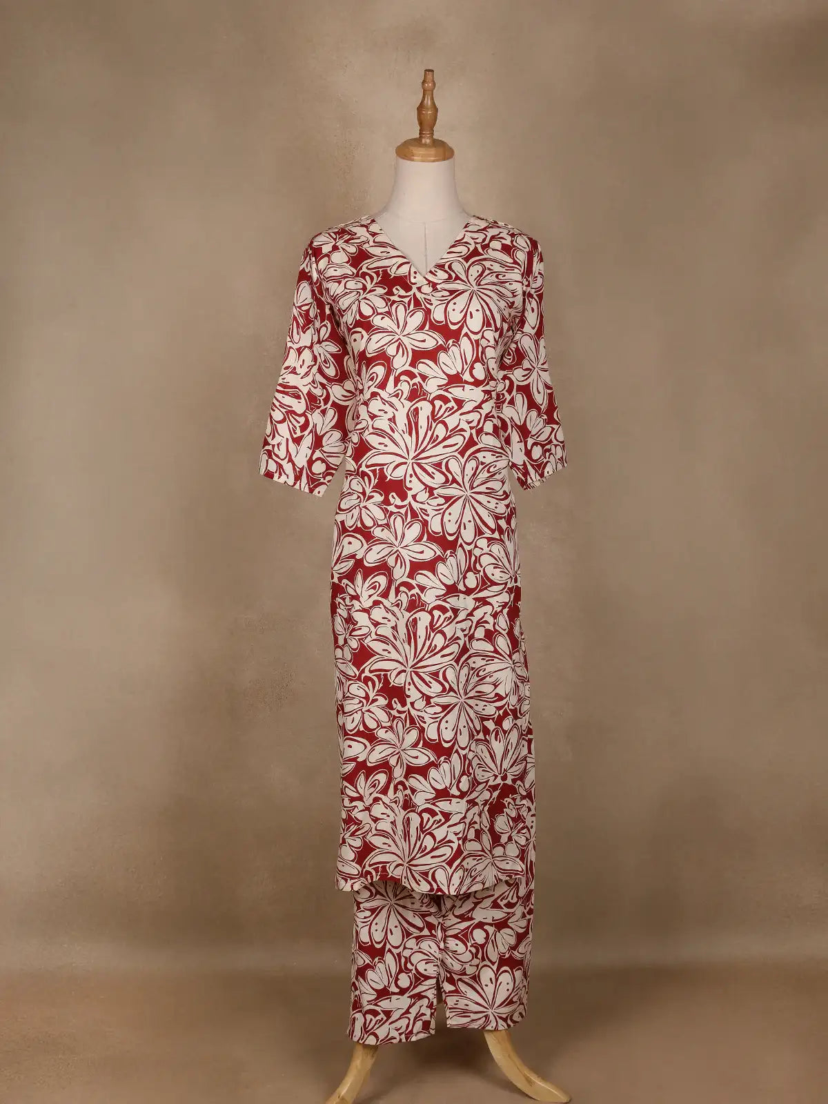 Orange Floral Designed Cotton Salwar Suit - Diadem