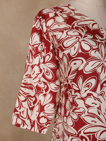 Orange Floral Designed Cotton Salwar Suit - Diadem