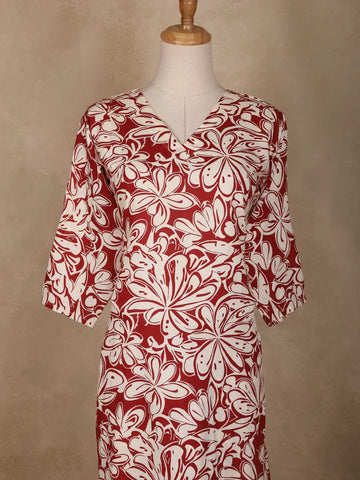 Orange Floral Designed Cotton Salwar Suit - Diadem