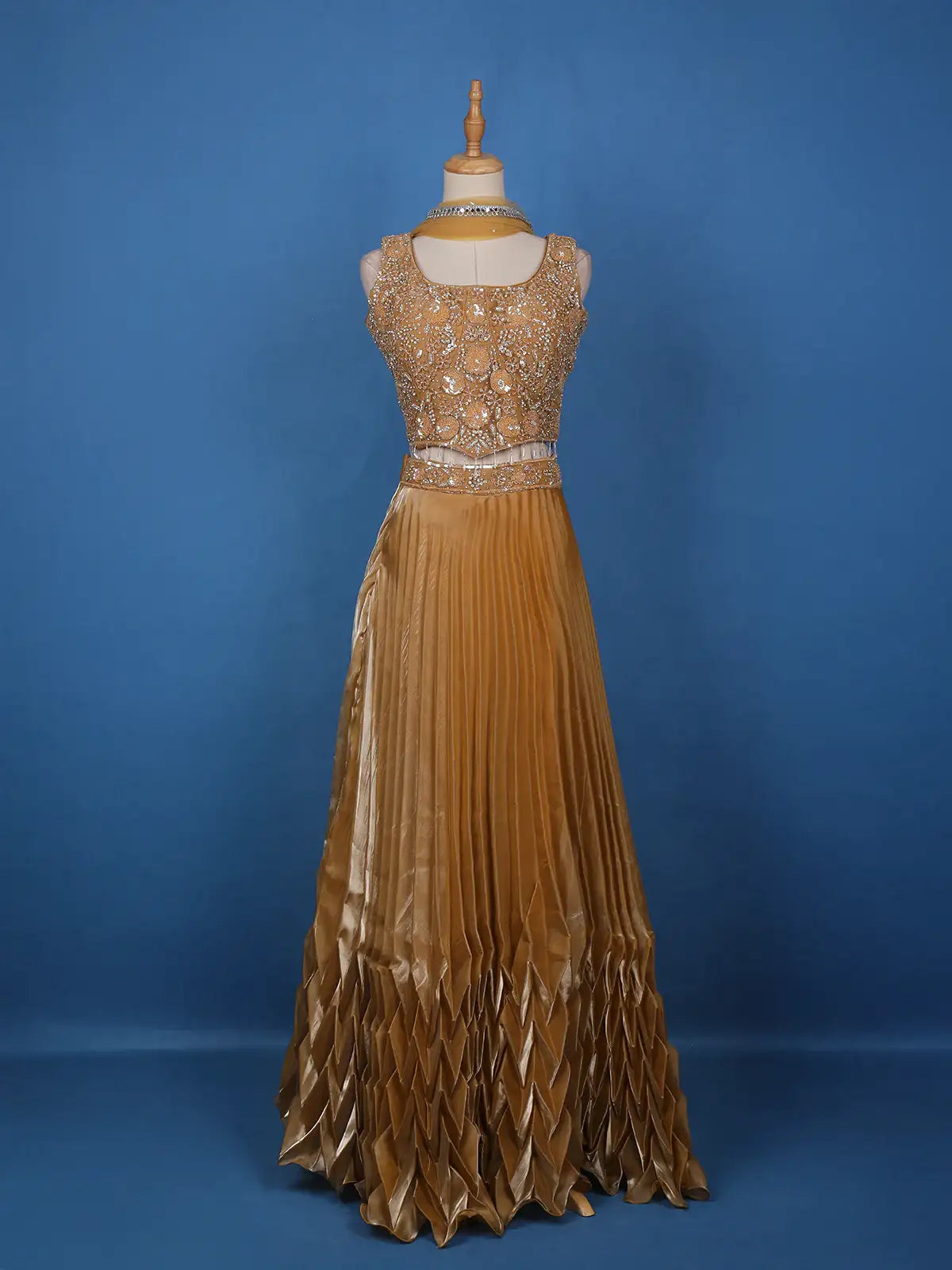 Orange Floral Designed Organza Bridesmaid Lehenga - Diadem