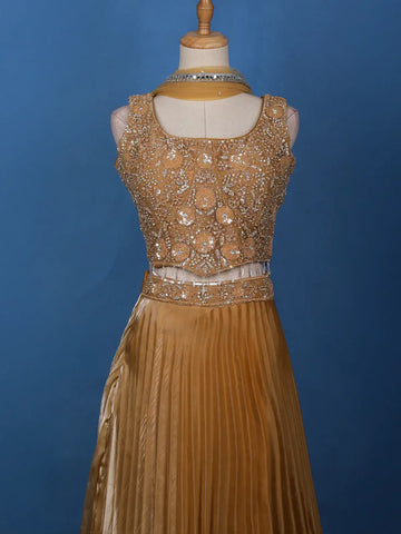 Orange Floral Designed Organza Bridesmaid Lehenga - Diadem