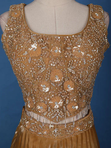 Orange Floral Designed Organza Bridesmaid Lehenga - Diadem