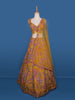 Orange Floral Designed Semi Silk Lehenga - Diadem