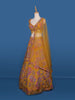 Orange Floral Designed Semi Silk Lehenga - Diadem