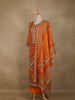 Orange Floral Designed Semi Silk Salwar Suit - Diadem