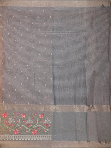 Orange Floral Designed Tissue Organza Saree - Diadem