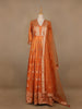 Orange Floral Designed Tissue Silk Gown - Diadem