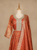 Orange Floral Designed Tissue Silk Gown - Diadem