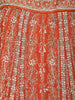 Orange Floral Embroidery Bridal Net Lehenga Set - Diadem